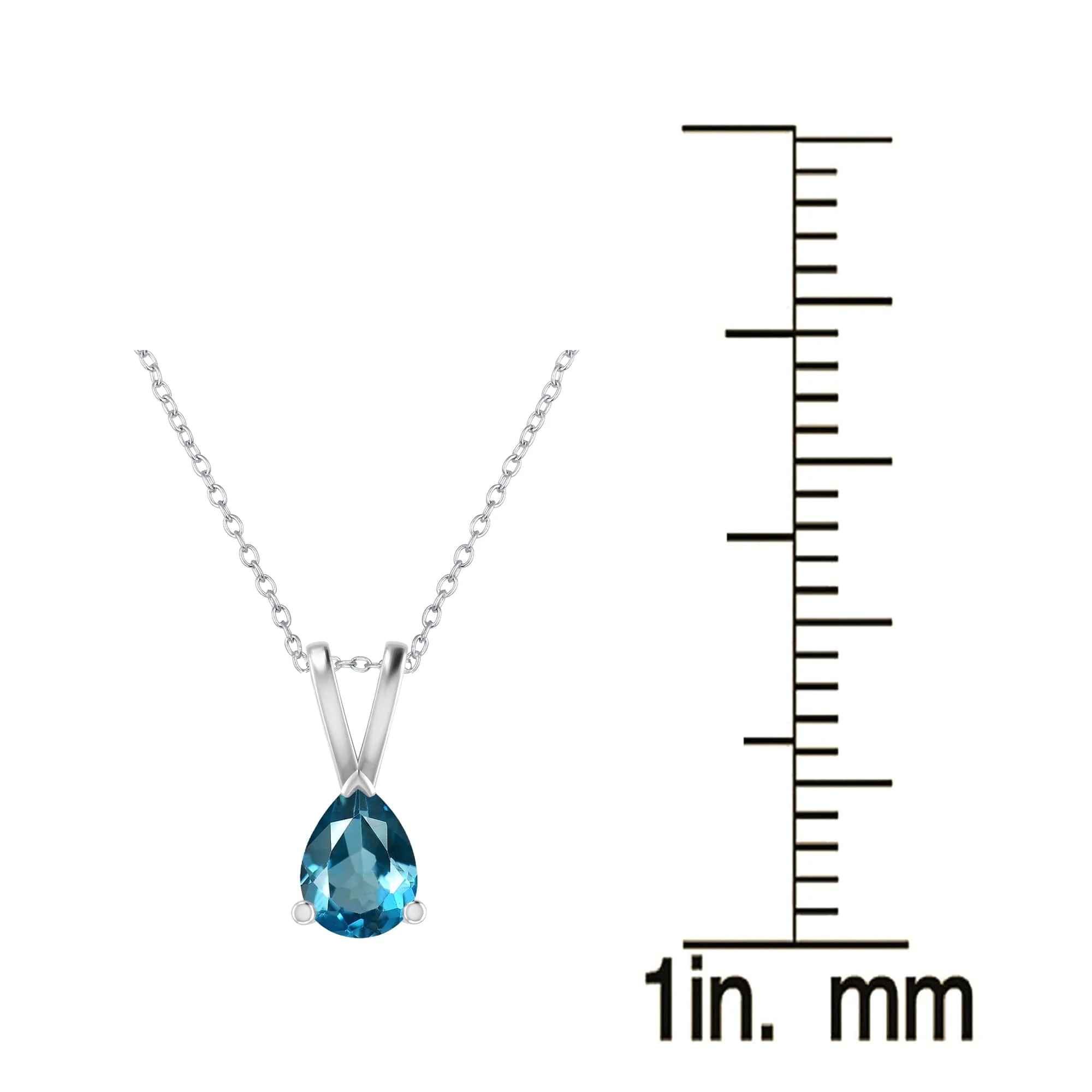 V3 Jewelry Sterling Silver Pear Cut Natural London Blue Topaz Solitaire Pendant with 18" Chain - Image 3