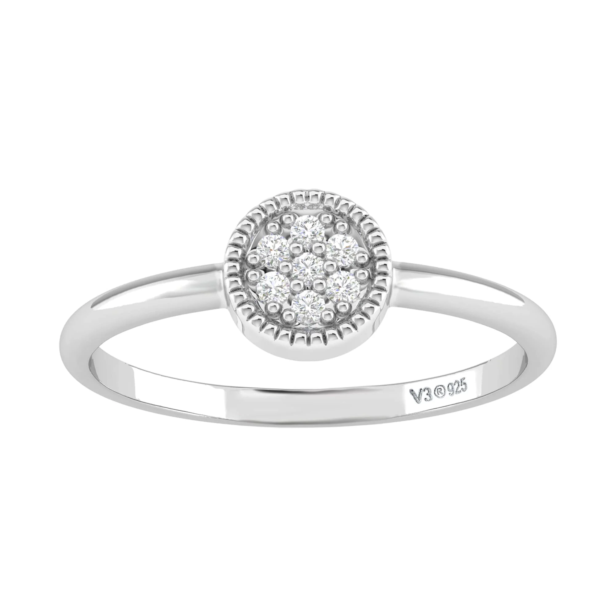 V3 Jewelry V3 Jewelry Natural White Diamond Sterling Silver Round Ring - Image 2