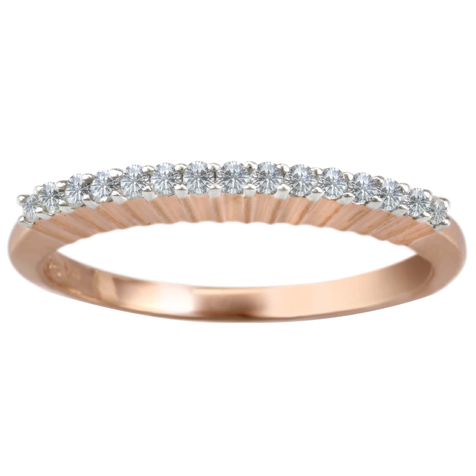 V3 Jewelry V3 Jewelry Real White Diamond Rose Gold Over Sterling Silver Band Ring - Image 6