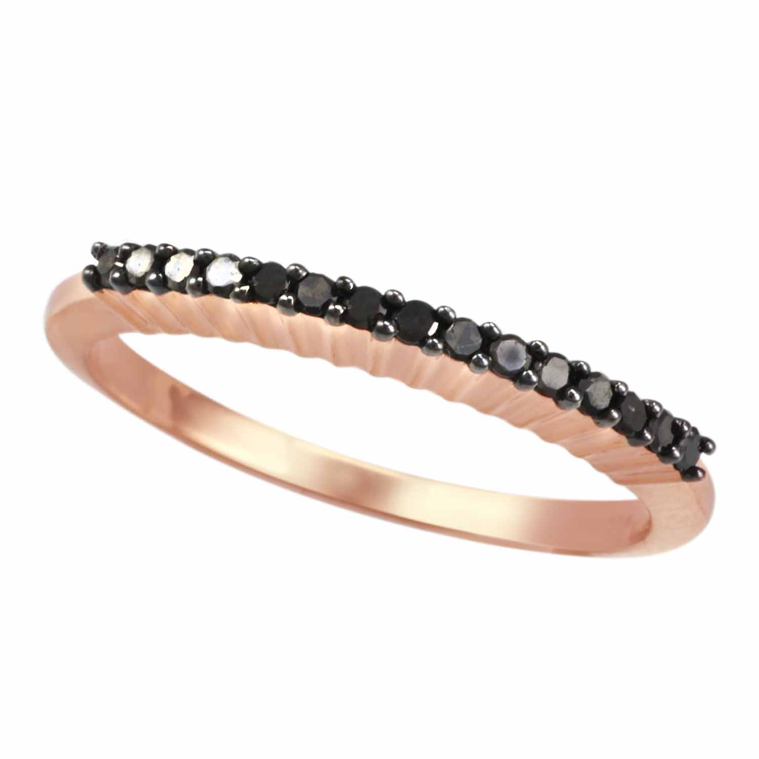 V3 Jewelry V3 Jewelry Rose Gold Over Sterling Silver Natural Black Diamond Band Ring - Image 4