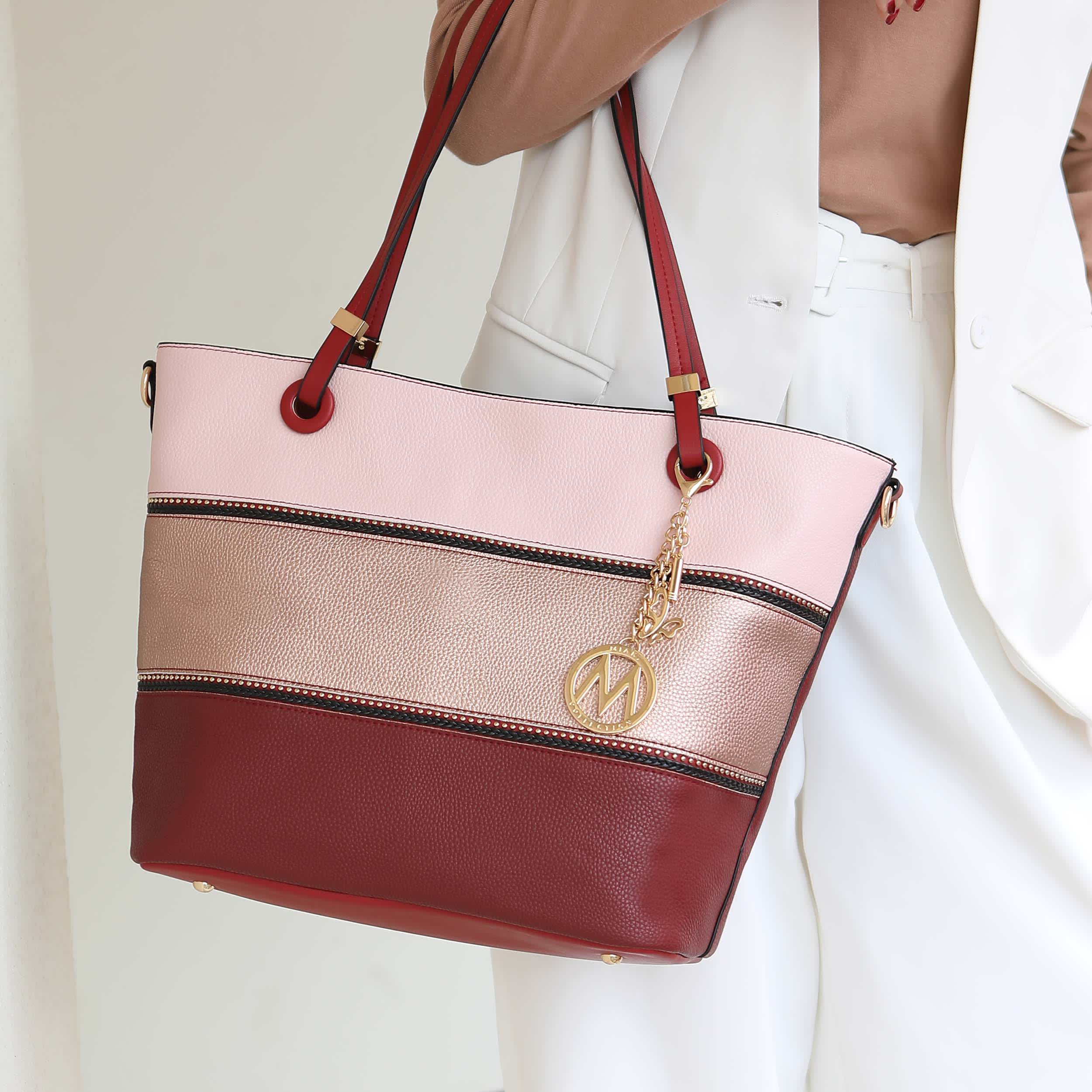 MKF Collection Vallie Color-Block Vegan Leather Women’s Tote Bag with Matching Wallet by Mia K – 2 pcs - Image 3