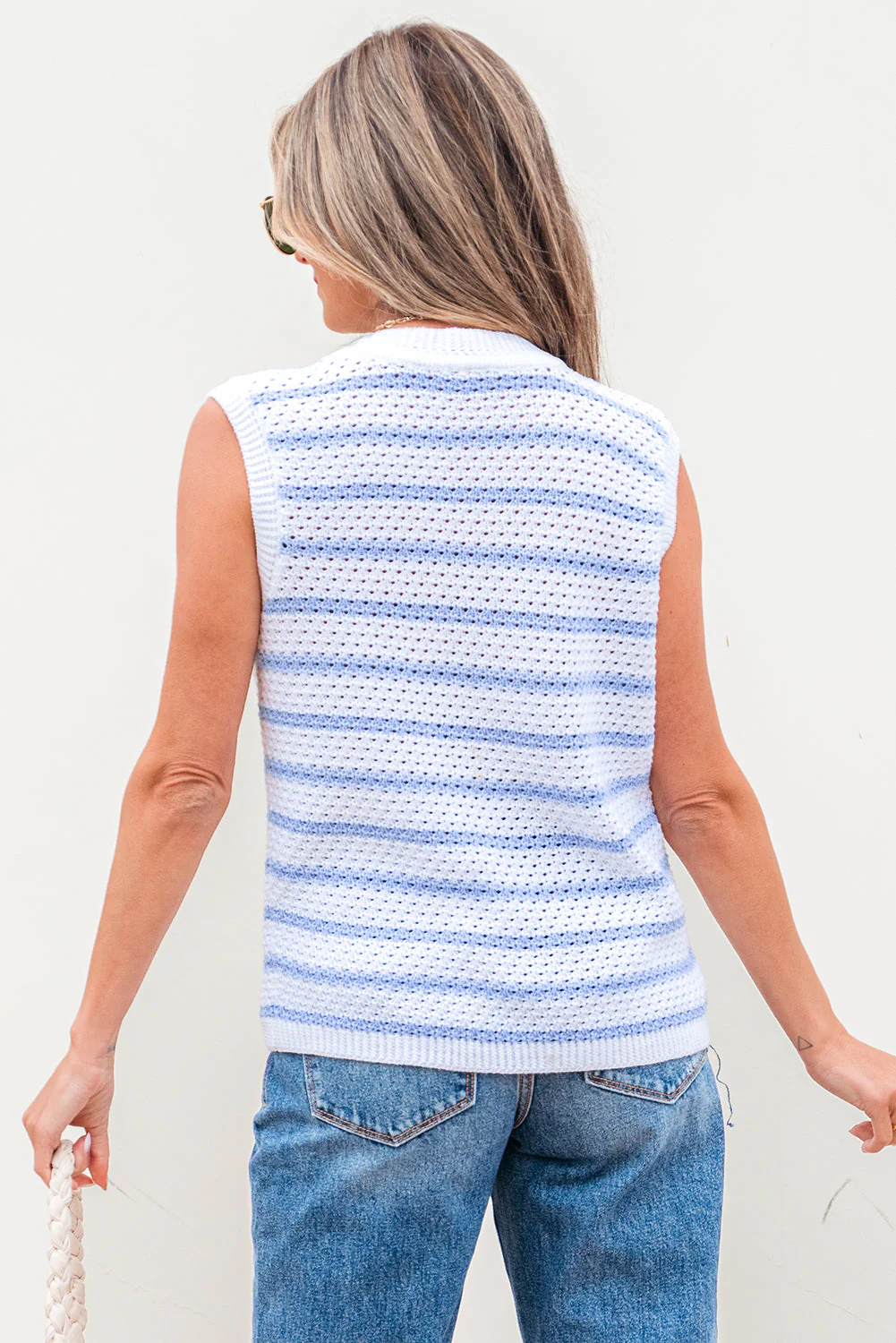 Threaded Pear Veda V Neck Gold Buttons Elegant Sweater Vest - Image 2