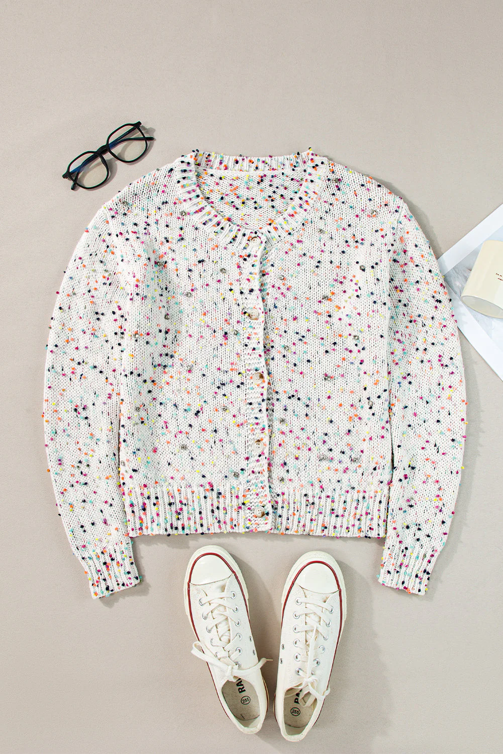 Threaded Pear Vienna Rhinestone Decor Confetti Sweater - Image 6