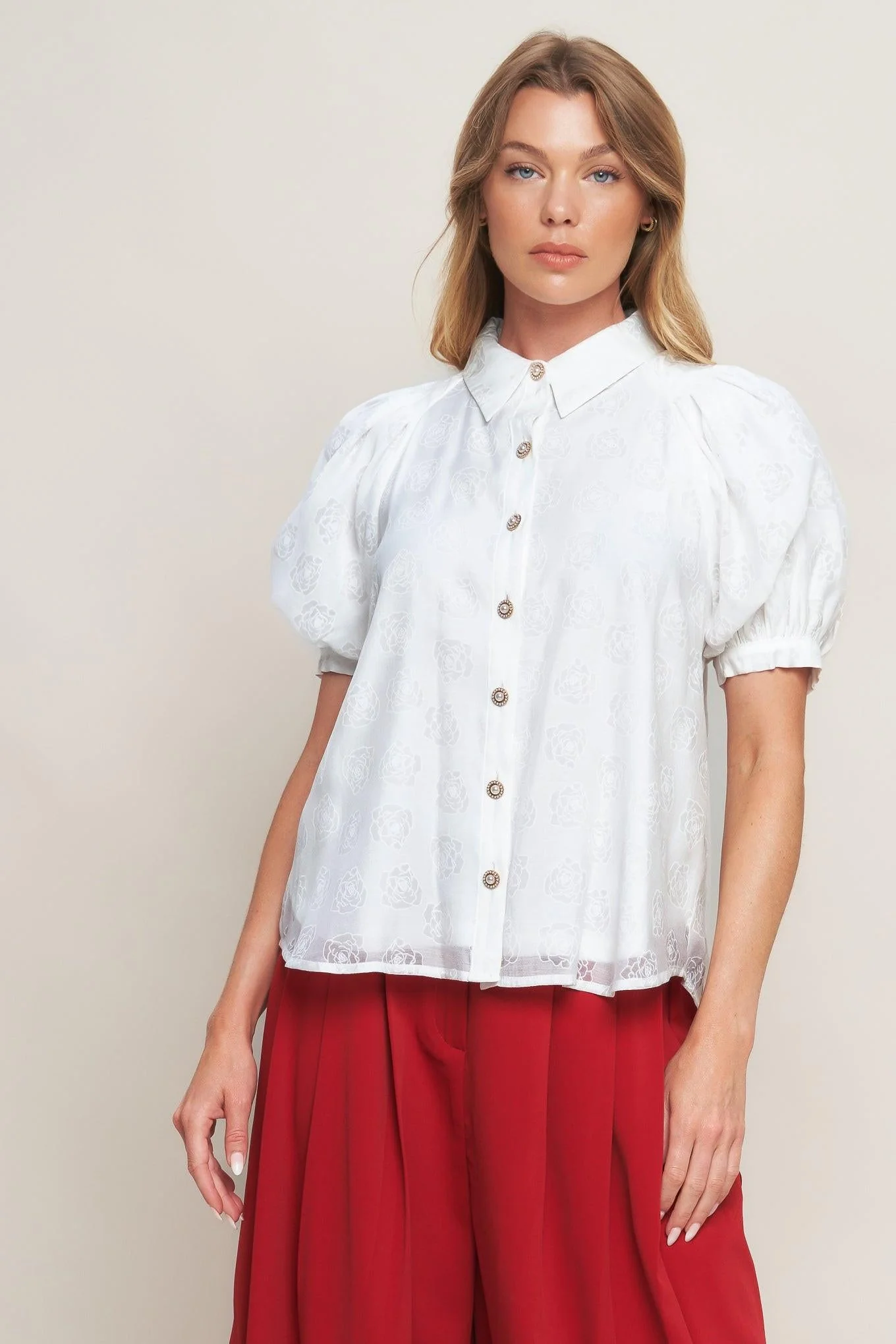 Vineyard Stroll Ivory Woven Top - Image 4