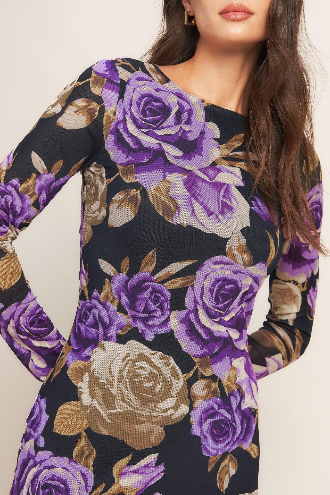 Violet Embrace Power Mesh Midi Dress - Image 2