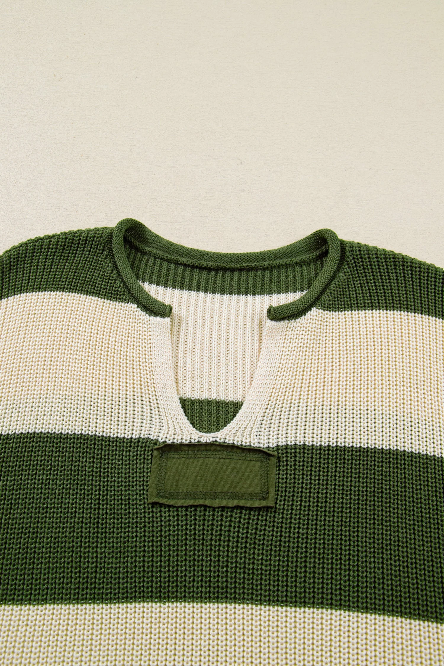 Threaded Pear Violet Stripe Colorblock Notched PLUS Sweater - Image 8