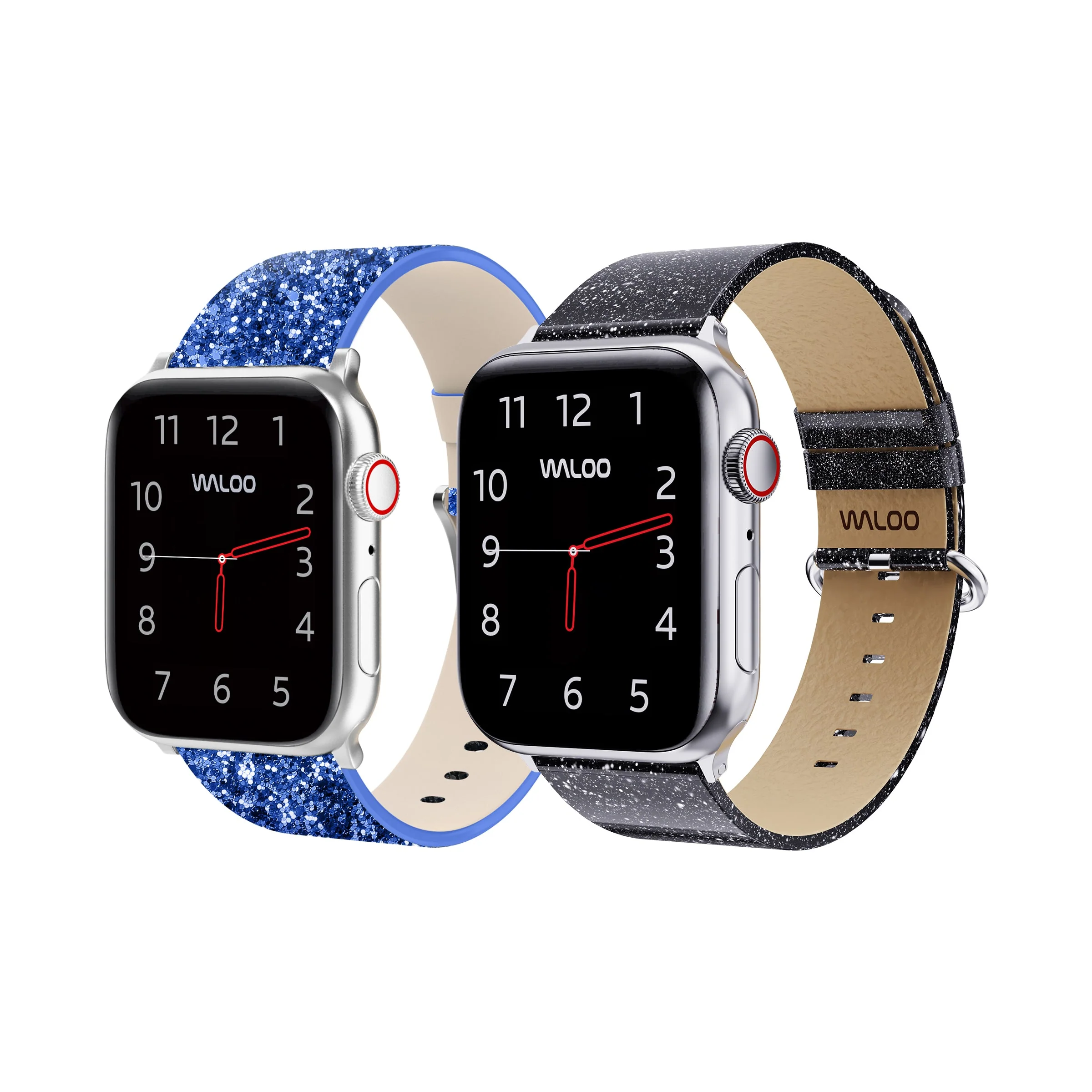 Waloo 2-Pack Leather Bling & Shiny Brilliance Leather Bands For Apple Watch - Image 8