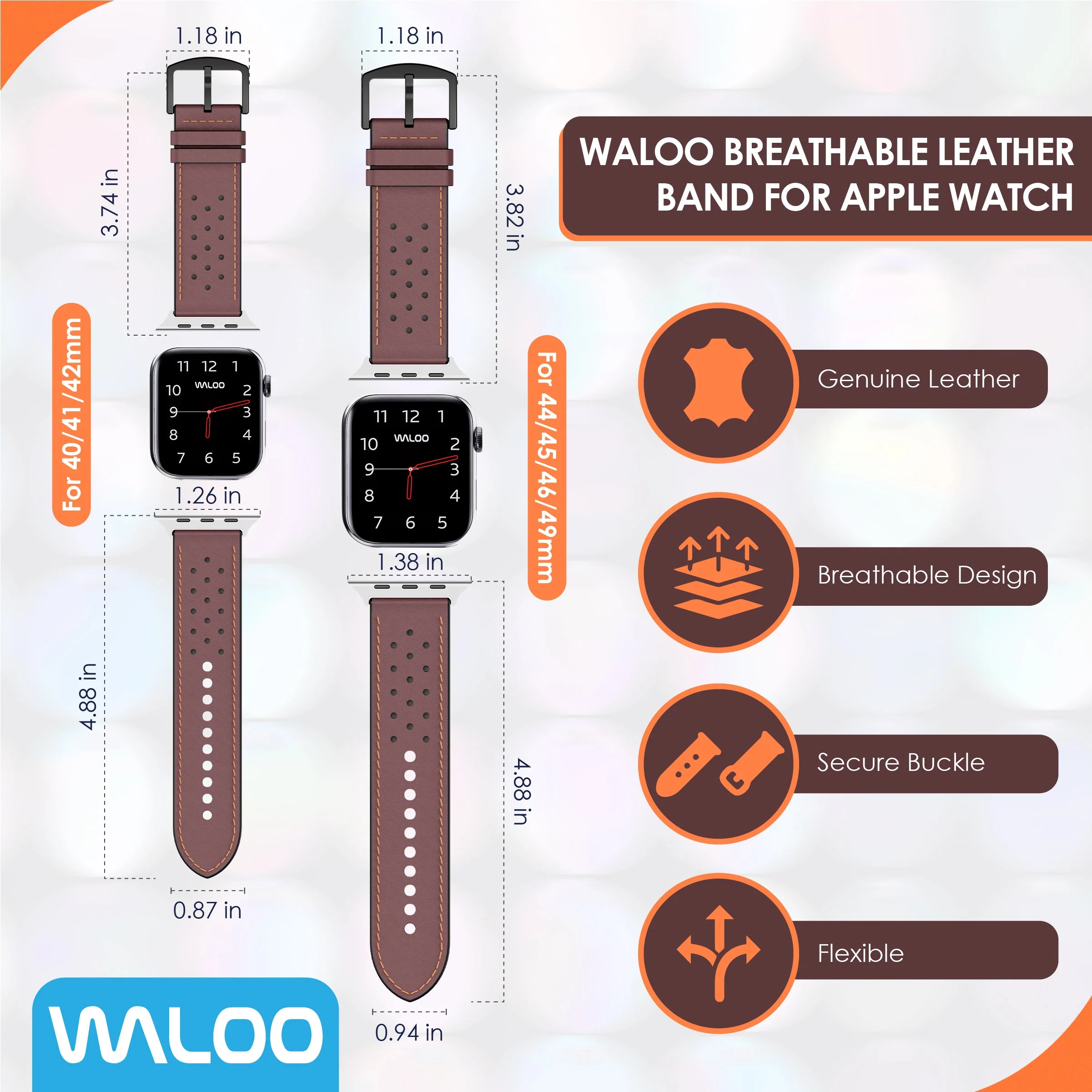 Waloo Breathable Leather Band For Apple Watch - Image 12