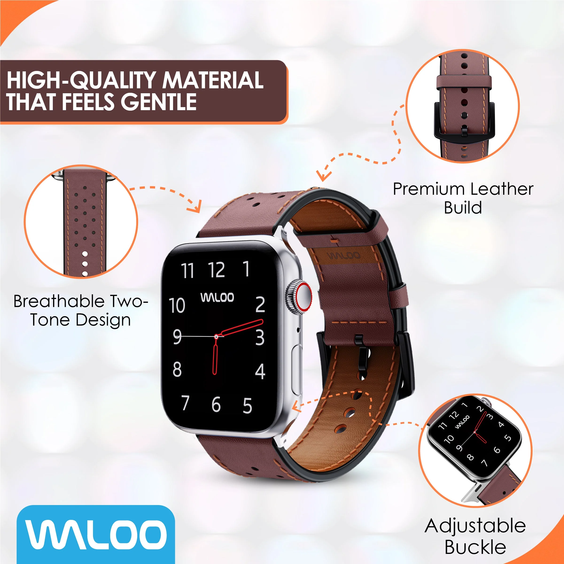 Waloo Breathable Leather Band For Apple Watch - Image 13