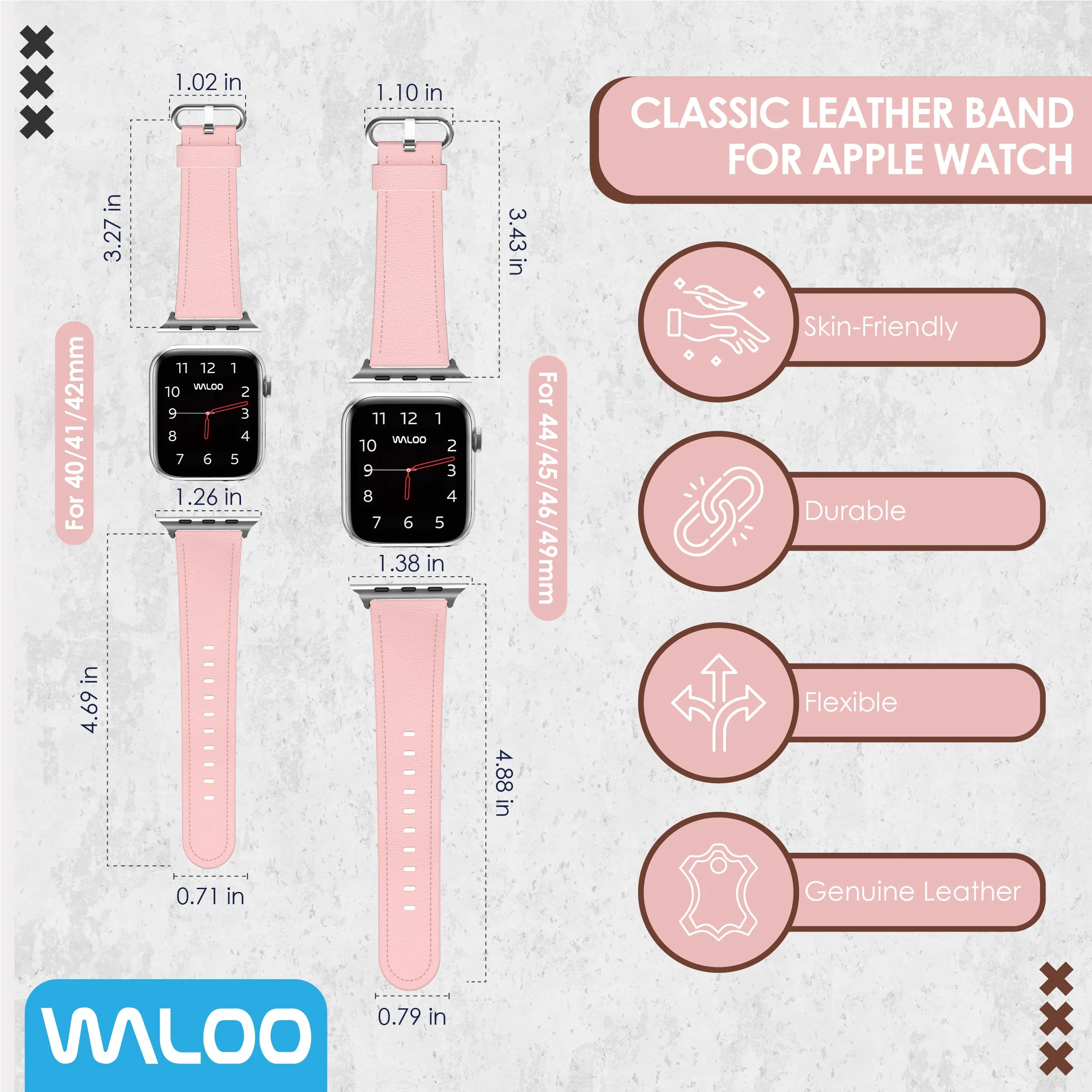 Waloo Classic Leather Band For Apple Watch - Image 4
