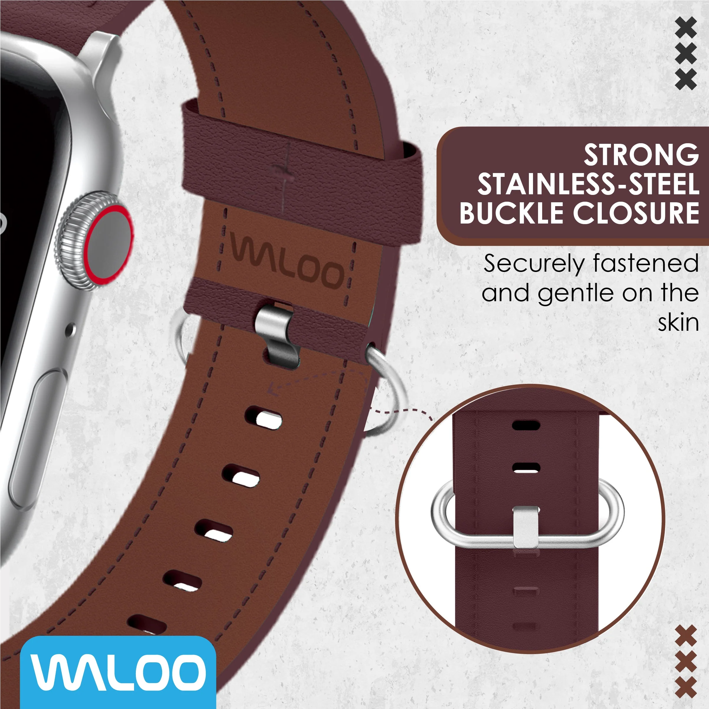 Waloo Classic Leather Band For Apple Watch - Image 42