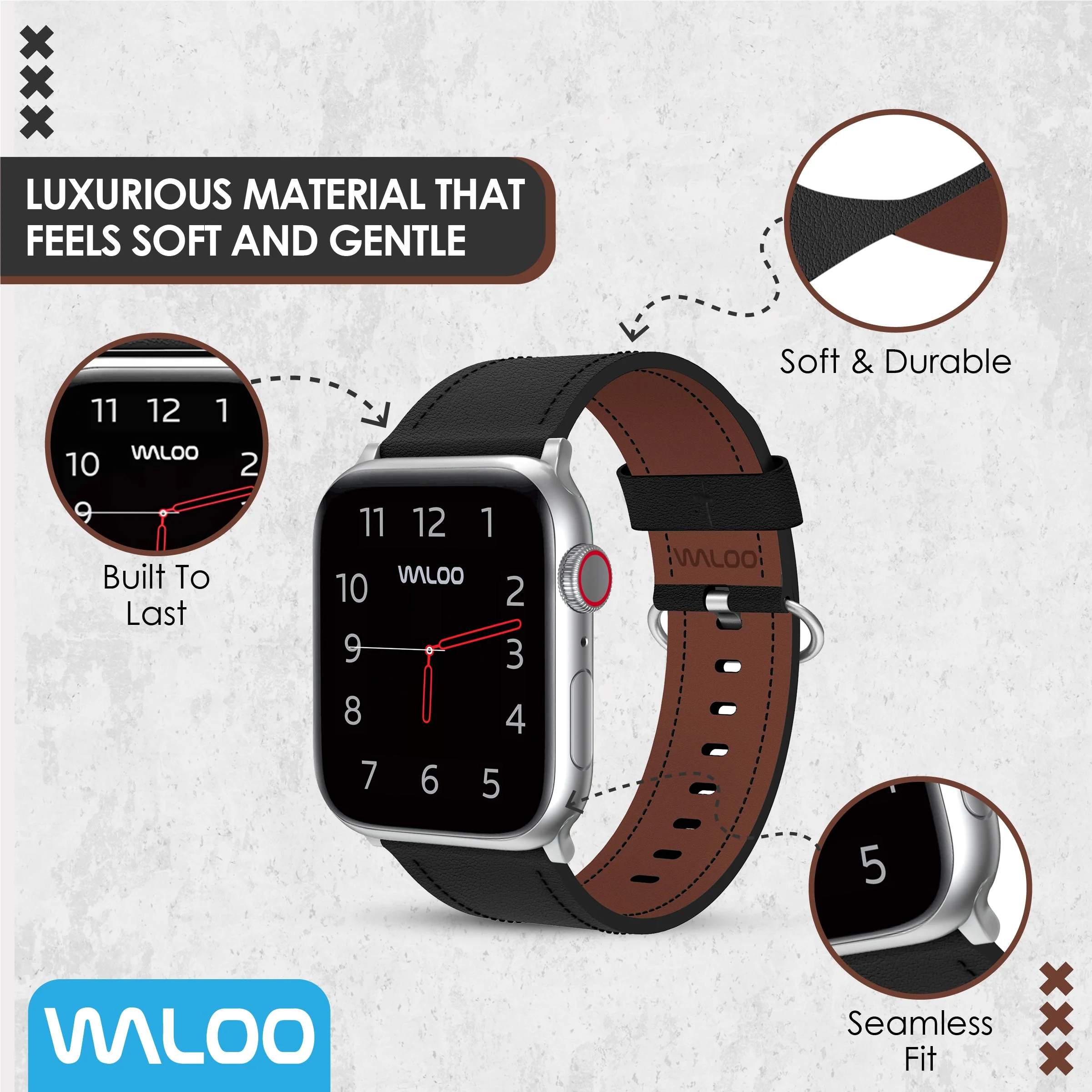 Waloo Classic Leather Band For Apple Watch - Image 45