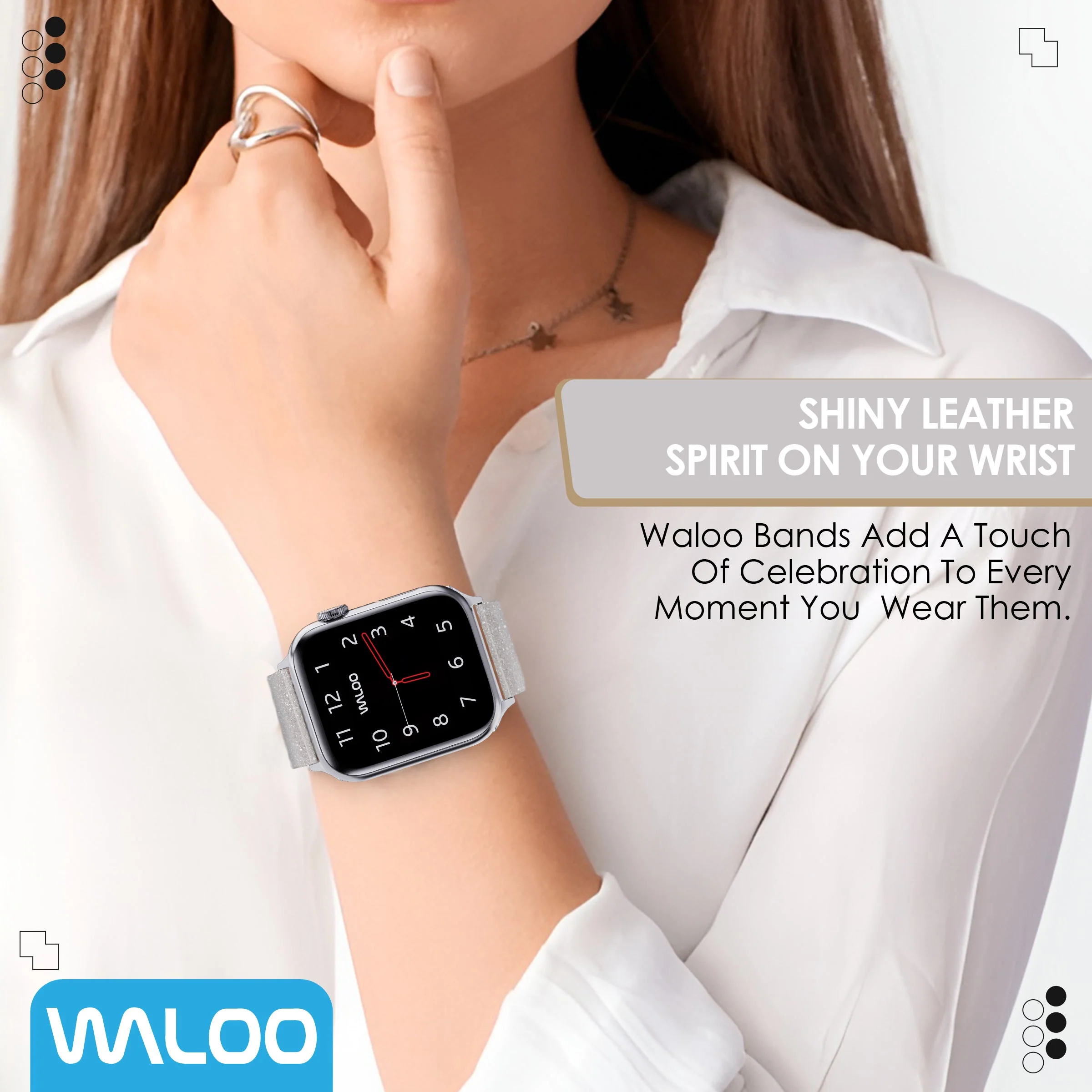 Waloo Shiny Brilliance Leather Band For Apple Watch - Image 30