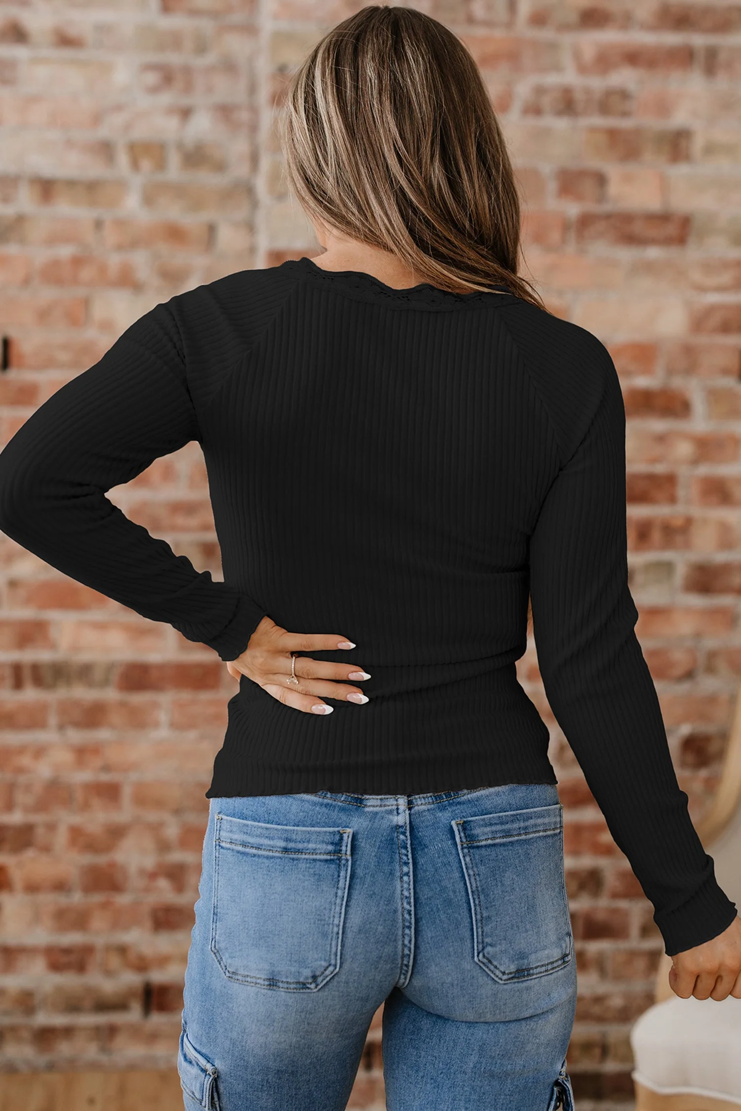 Threaded Pear Waverly Sleeve Ribbed top Long Sleeve Top - Image 2