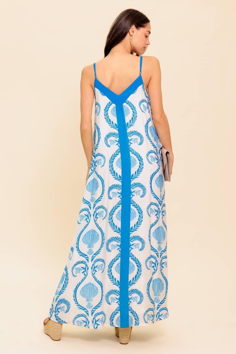 Weekend Getaway Blue Woven Maxi Dress - Image 5