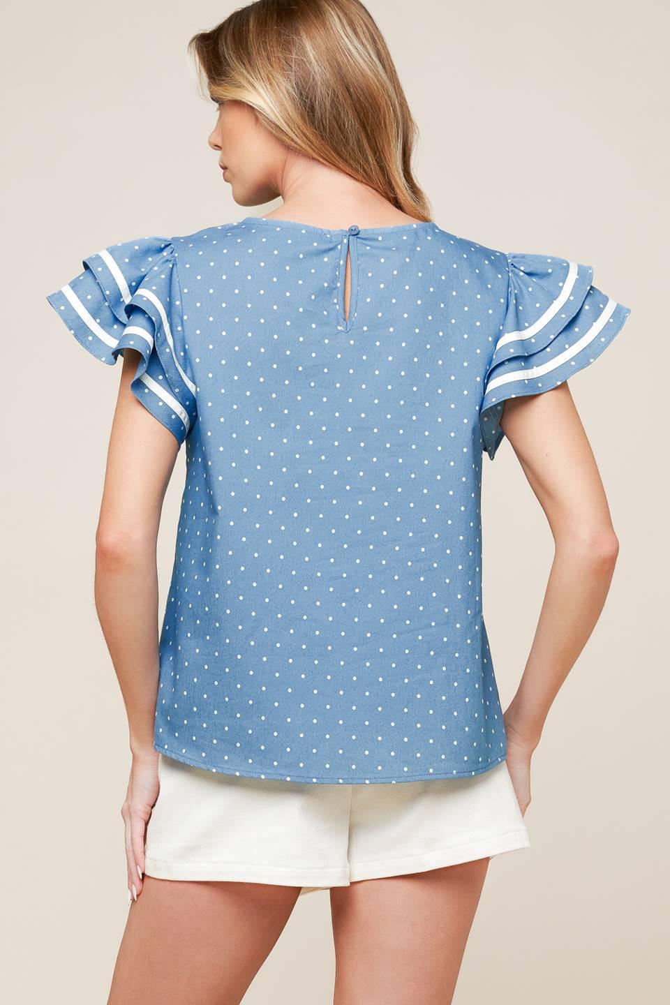 Weekend Getaway Blue Woven Top - Image 7