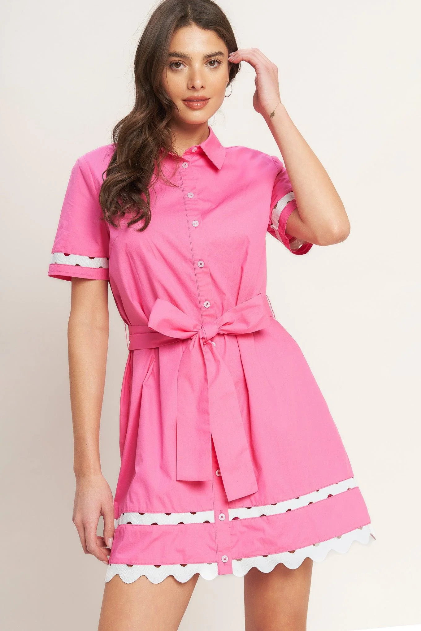Weekend Preppy Look Woven Mini Dress - Image 3