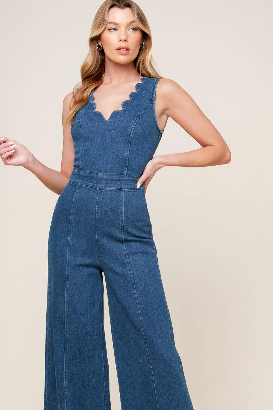 Where the Night Medium Indigo Denim Jumpsuit - Image 4