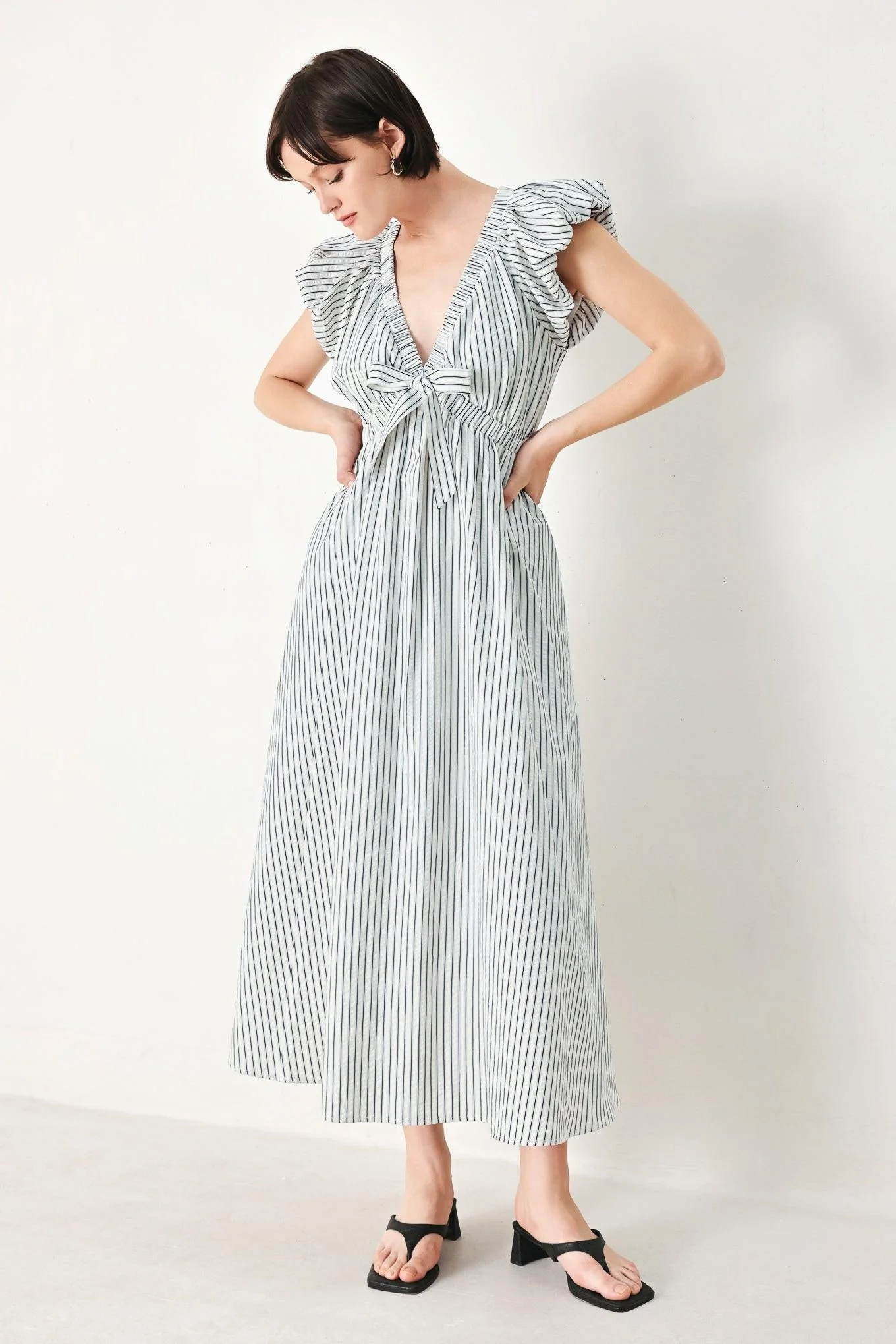 Whisper Stripe Woven Midi Dress - Image 6