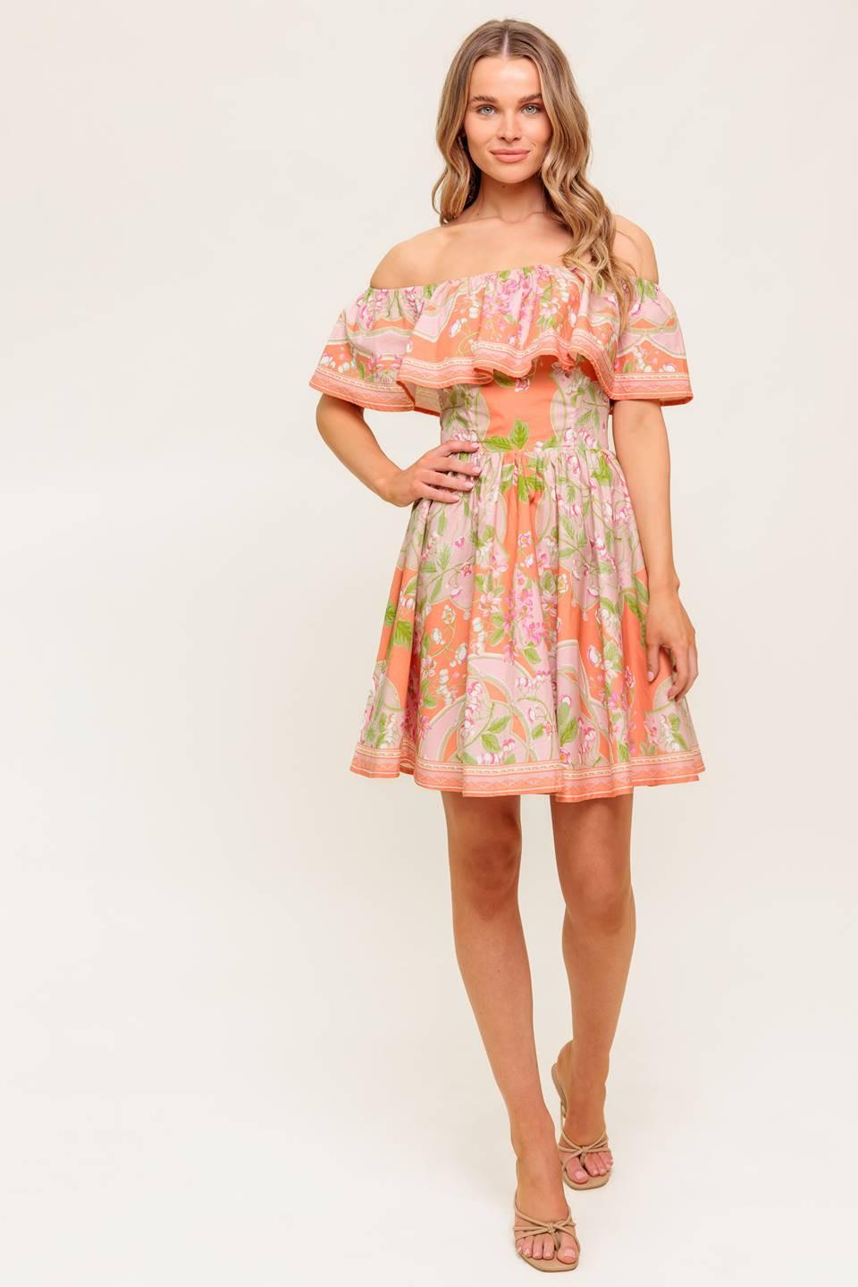 Whispering Coral Woven Mini Dress - Image 3