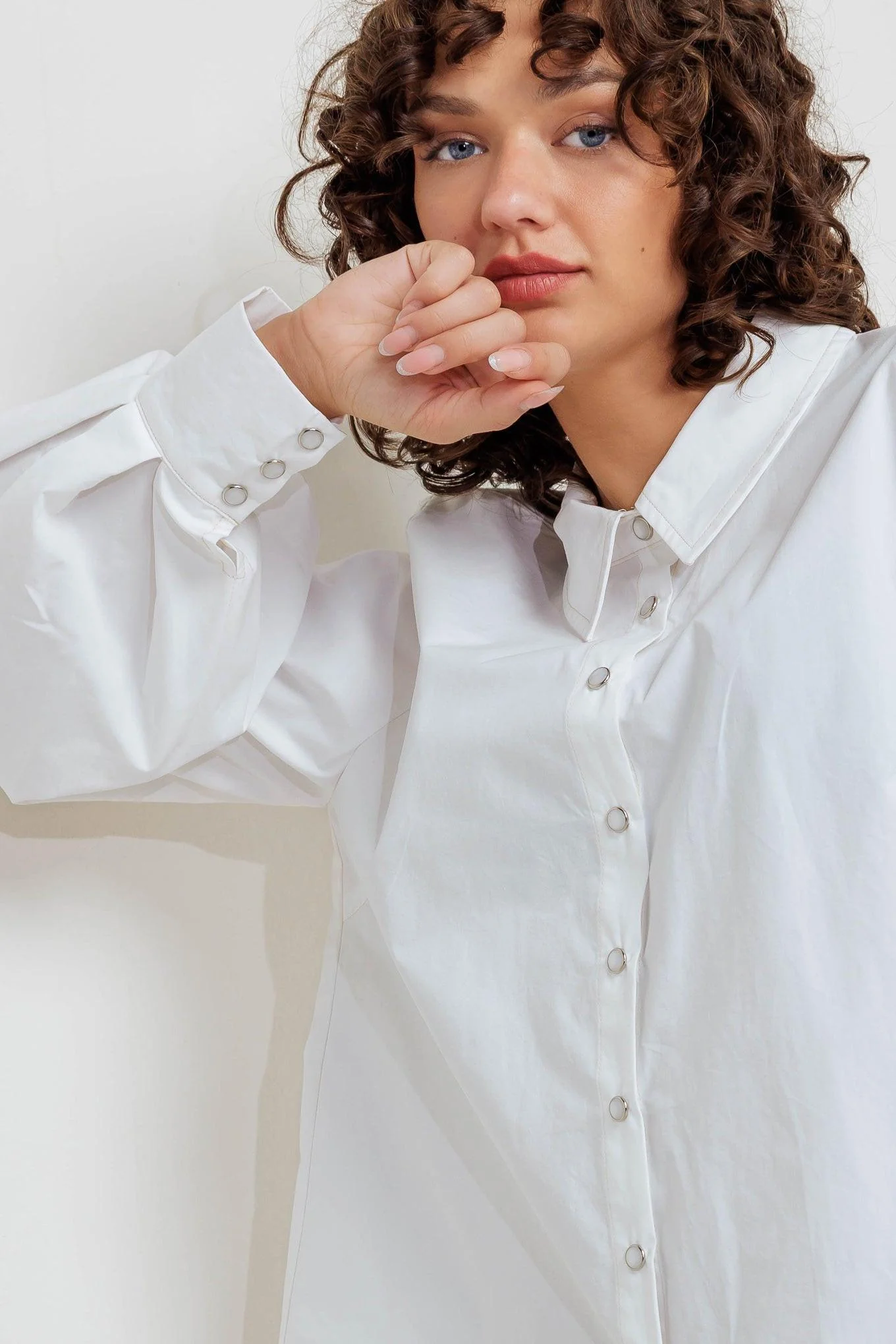 White Noise Solid Woven Top - Image 2