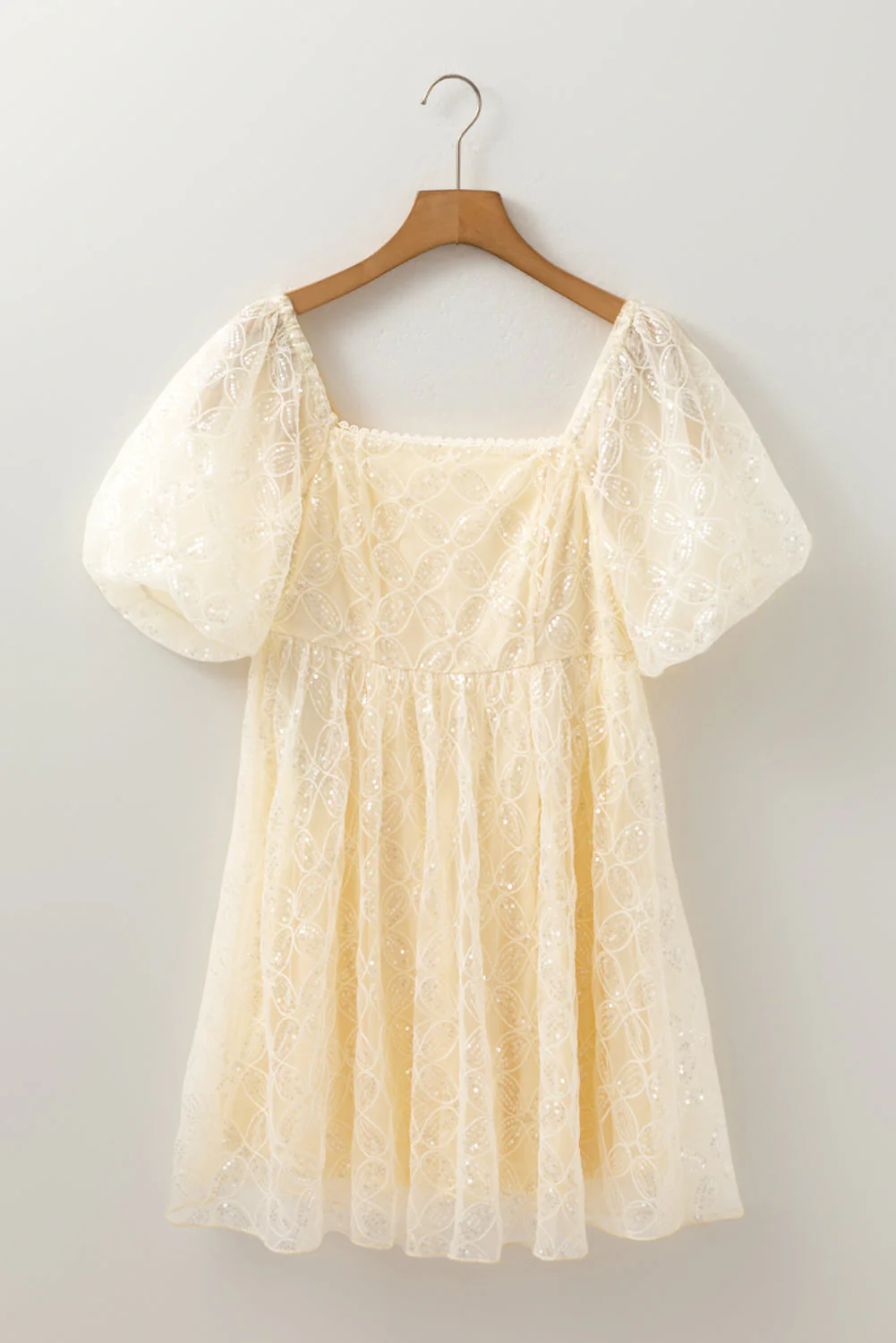 Threaded Pear Winter Bubble Sleeve Square Dress - Image 9