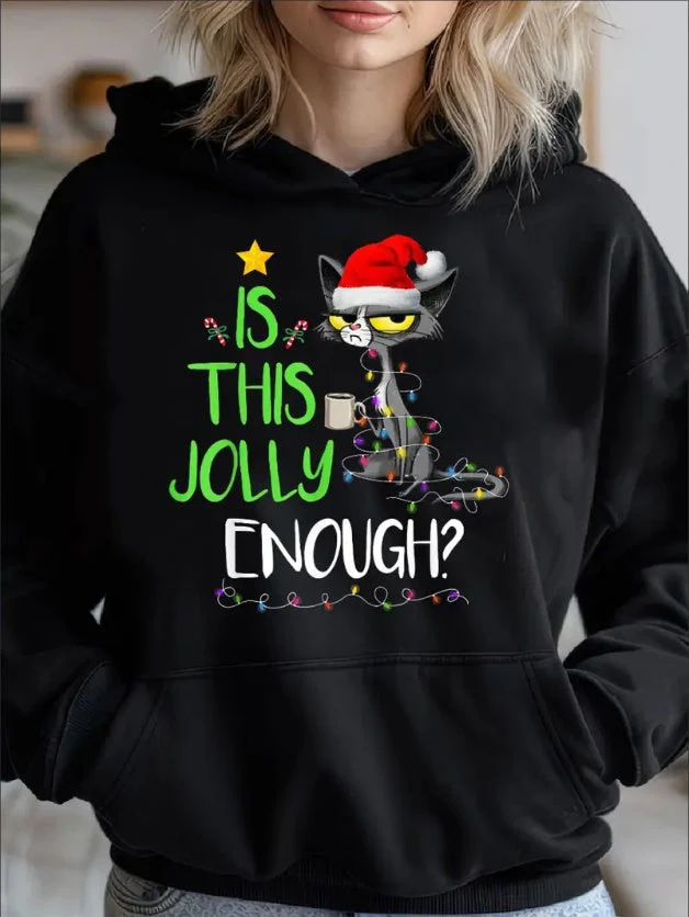 Women’s Black Cat Christmas Hoodie - Image 6
