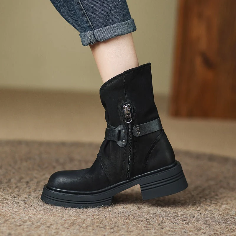 Women’s Brown Retro British-Style Ankle Boots | Autumn Winter Boots - Image 5