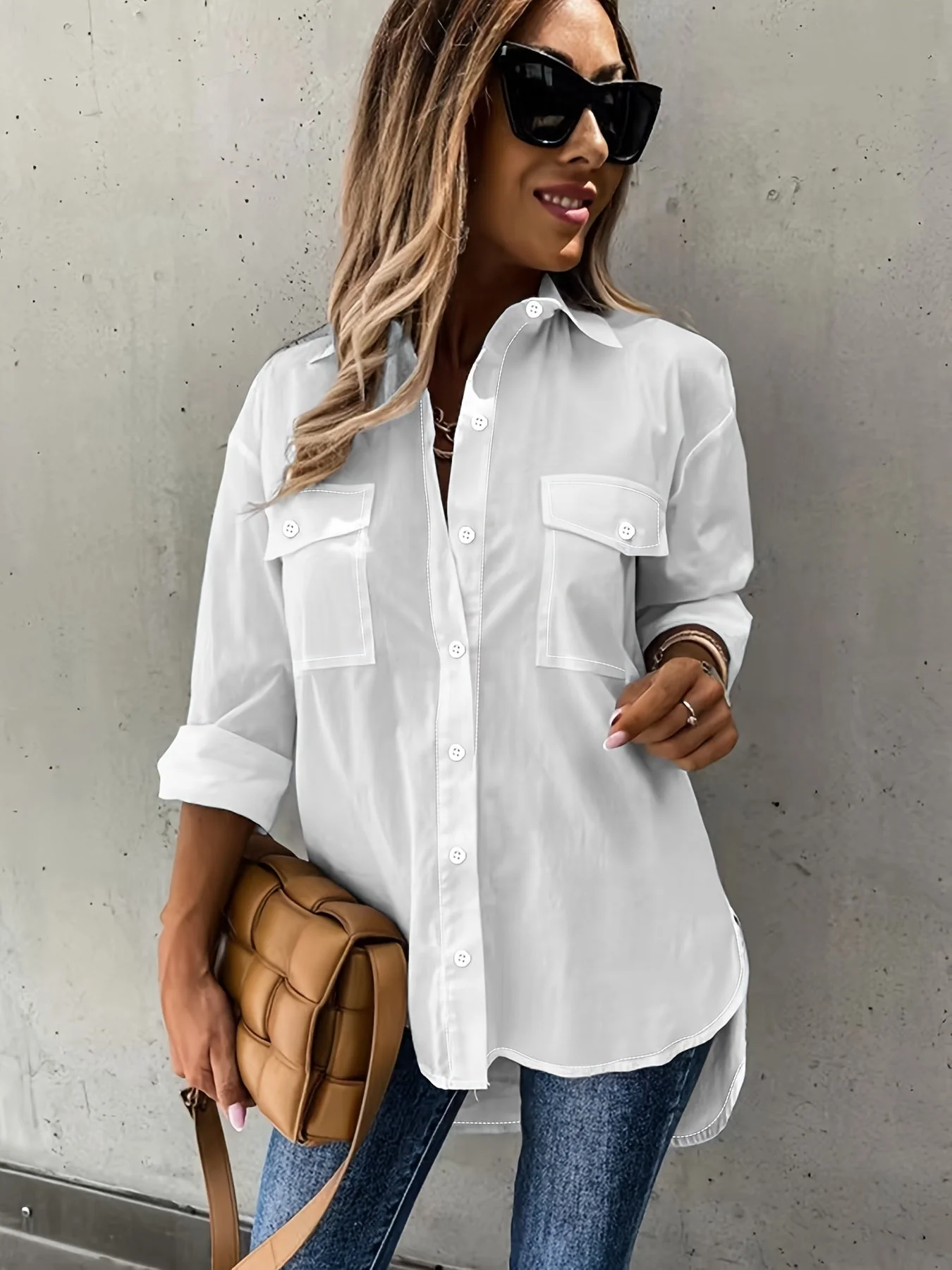 Women’s Casual Long Sleeve Shirt with Pocket - Image 7