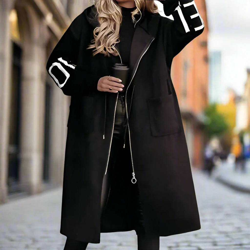 Women’s Letter Print Hooded Coat - Image 5