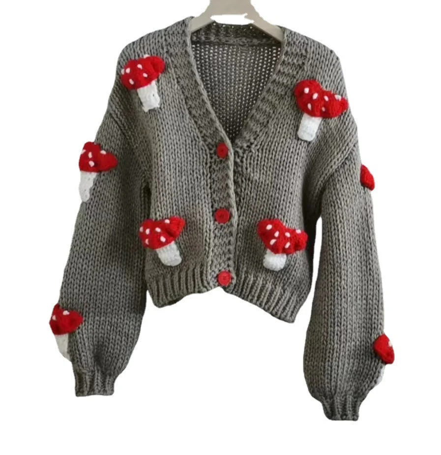 Women’s Mushroom Crochet Short Cardigan - Image 10