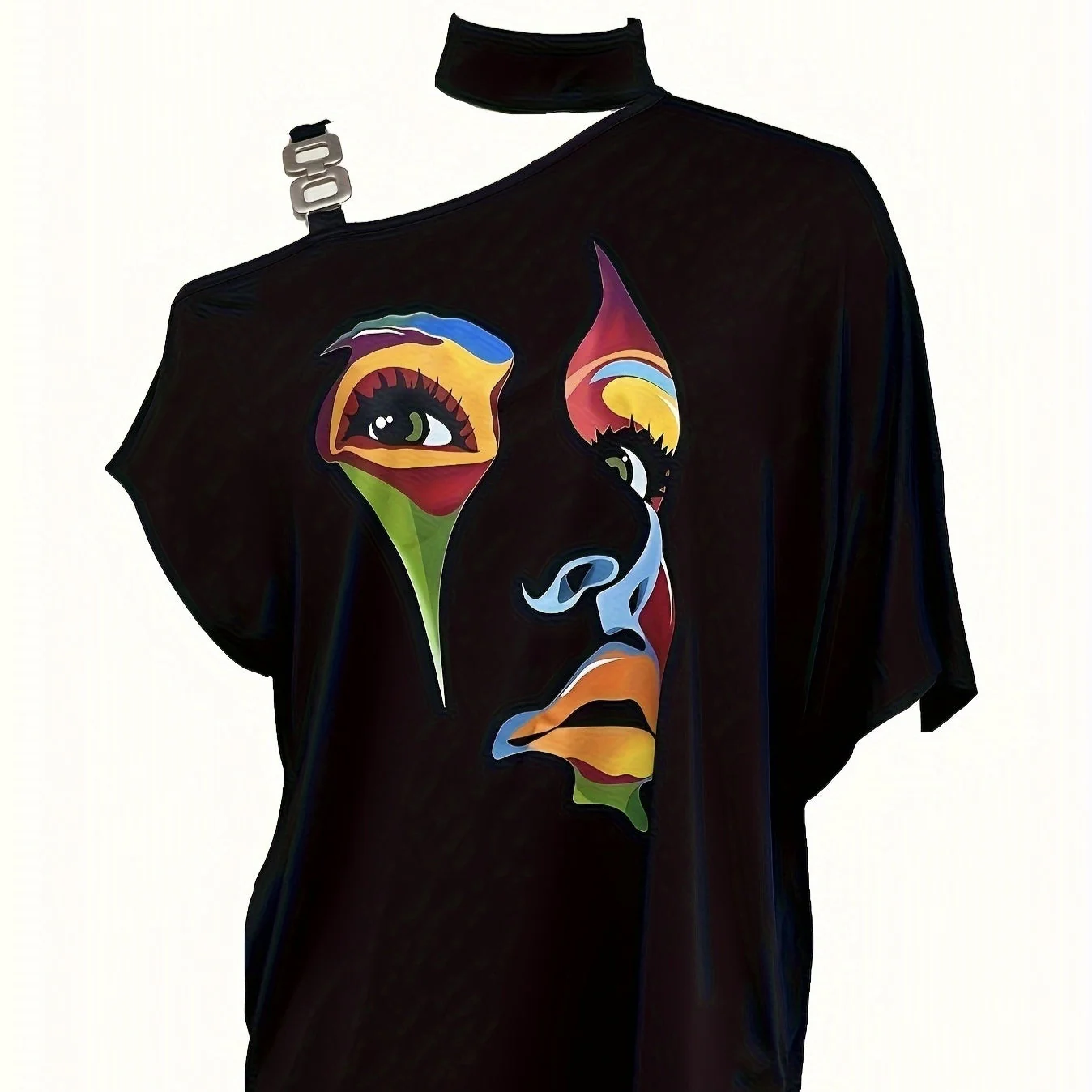 Women’s One-Shoulder Printed T-Shirt - Image 3
