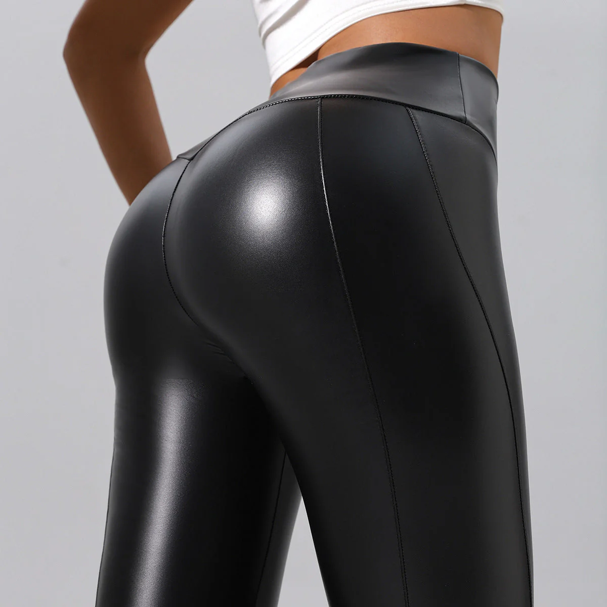 Women’s Patchwork Leather Pants for Running, Fitness and Yoga - Image 7