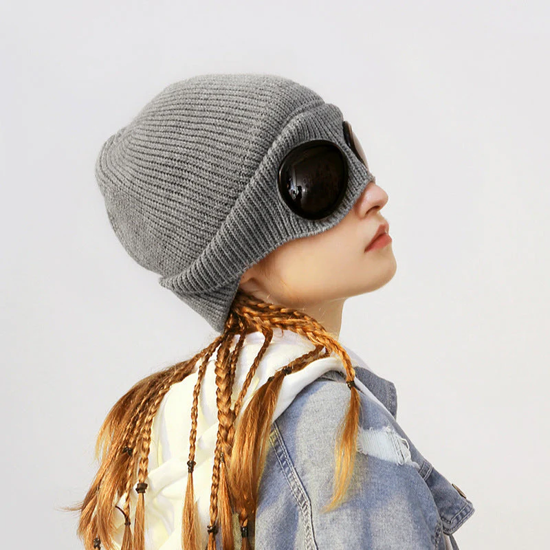 Women’s Pilot Wool Knit Hat – Winter Warm Knitted Aviator-Style Hat - Image 3