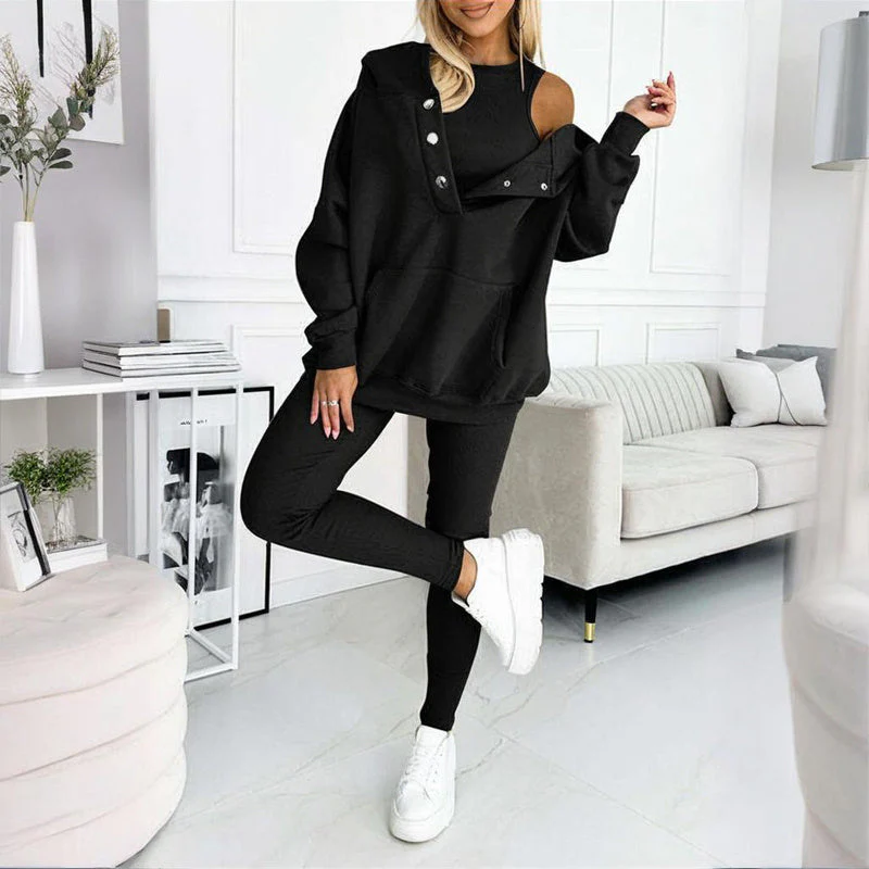 Women’s solid color three piece set - Image 8