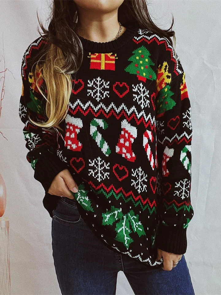 Women’s Stylish Loose Round Neck Long-Sleeved Sweater - Image 4