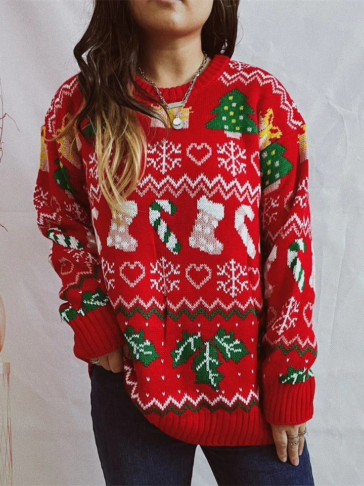 Women’s Stylish Loose Round Neck Long-Sleeved Sweater - Image 5