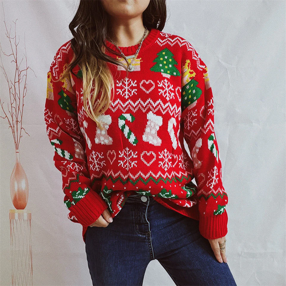 Women’s Stylish Loose Round Neck Long-Sleeved Sweater - Image 7