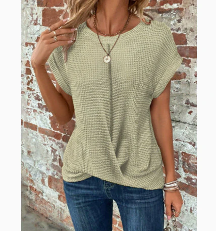 Women’s Textured Cuff Short‑Sleeve Tee - Image 23