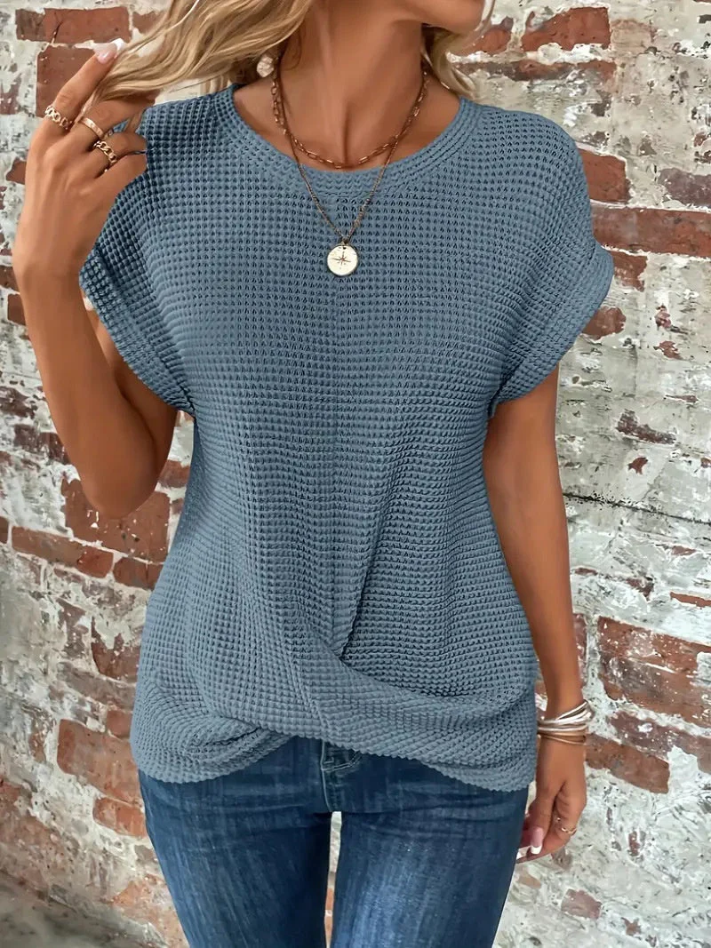 Women’s Textured Cuff Short‑Sleeve Tee - Image 32