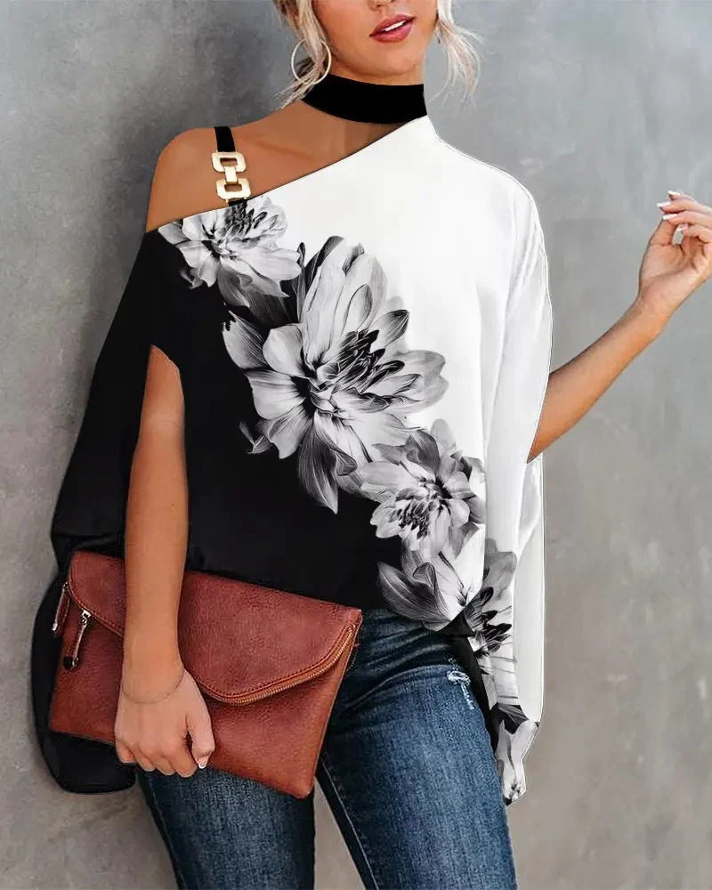 Women’s V-Neck Printed Off-Shoulder Vest Top - Image 30