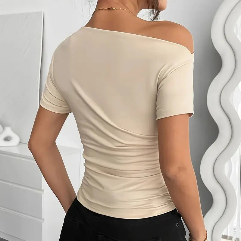 Women’s Y2K Ruched One-Shoulder Summer Top – Slim Fit Asymmetrical Shirt - Image 8