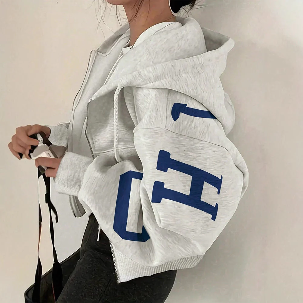 Women’s Zip-Up Printed Sweatshirt – Long Sleeve Casual Jacket - Image 9
