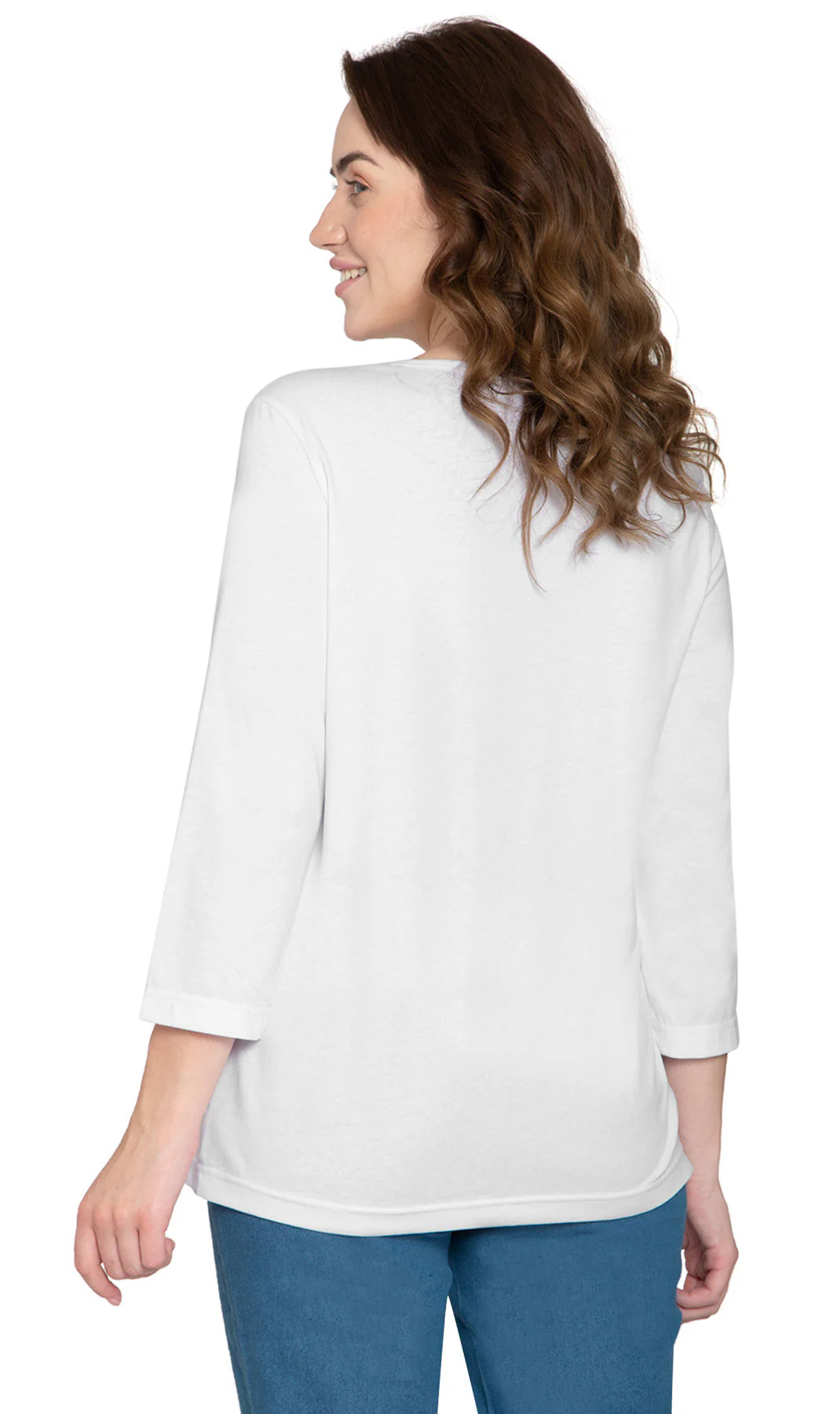 Women's 3/4 sleeves Henley in Cotton Blend with Button Placket - Image 25