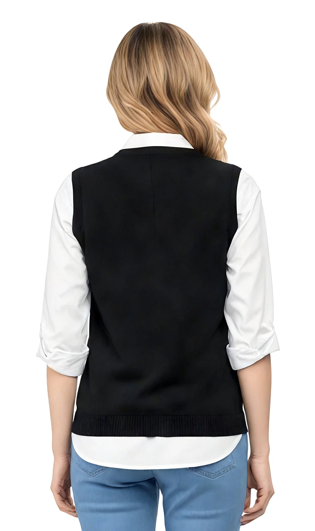 Womens Button Front Cable Knit Cardigan Sweater Vest - Image 2