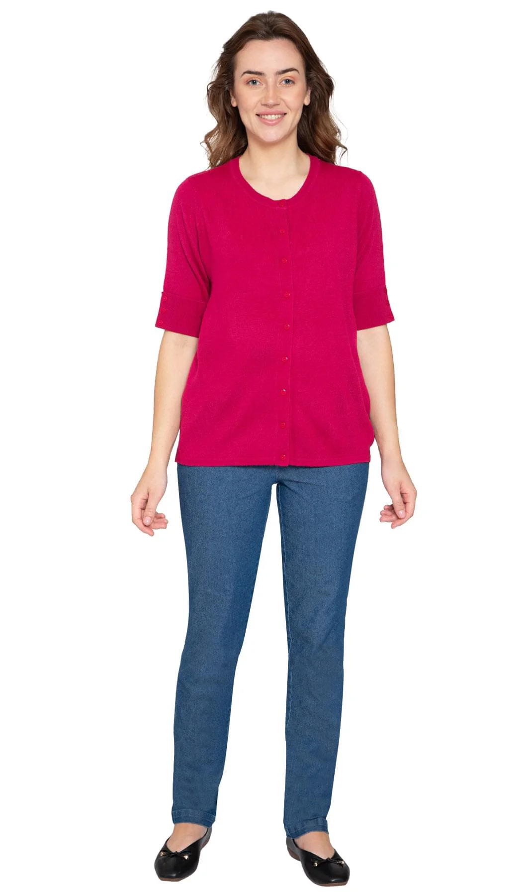 Women's Button Front Cardigan with a Unique Elbow Cuff Style - Image 10