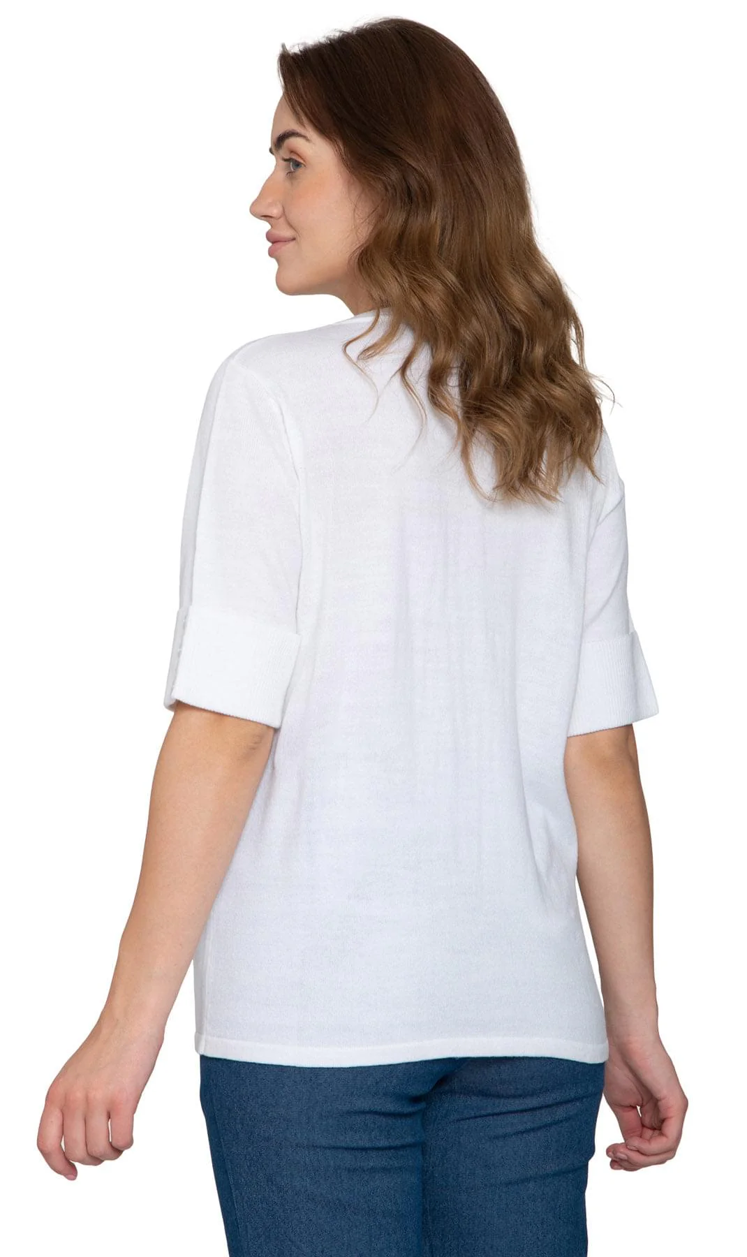 Women's Button Front Cardigan with a Unique Elbow Cuff Style - Image 14