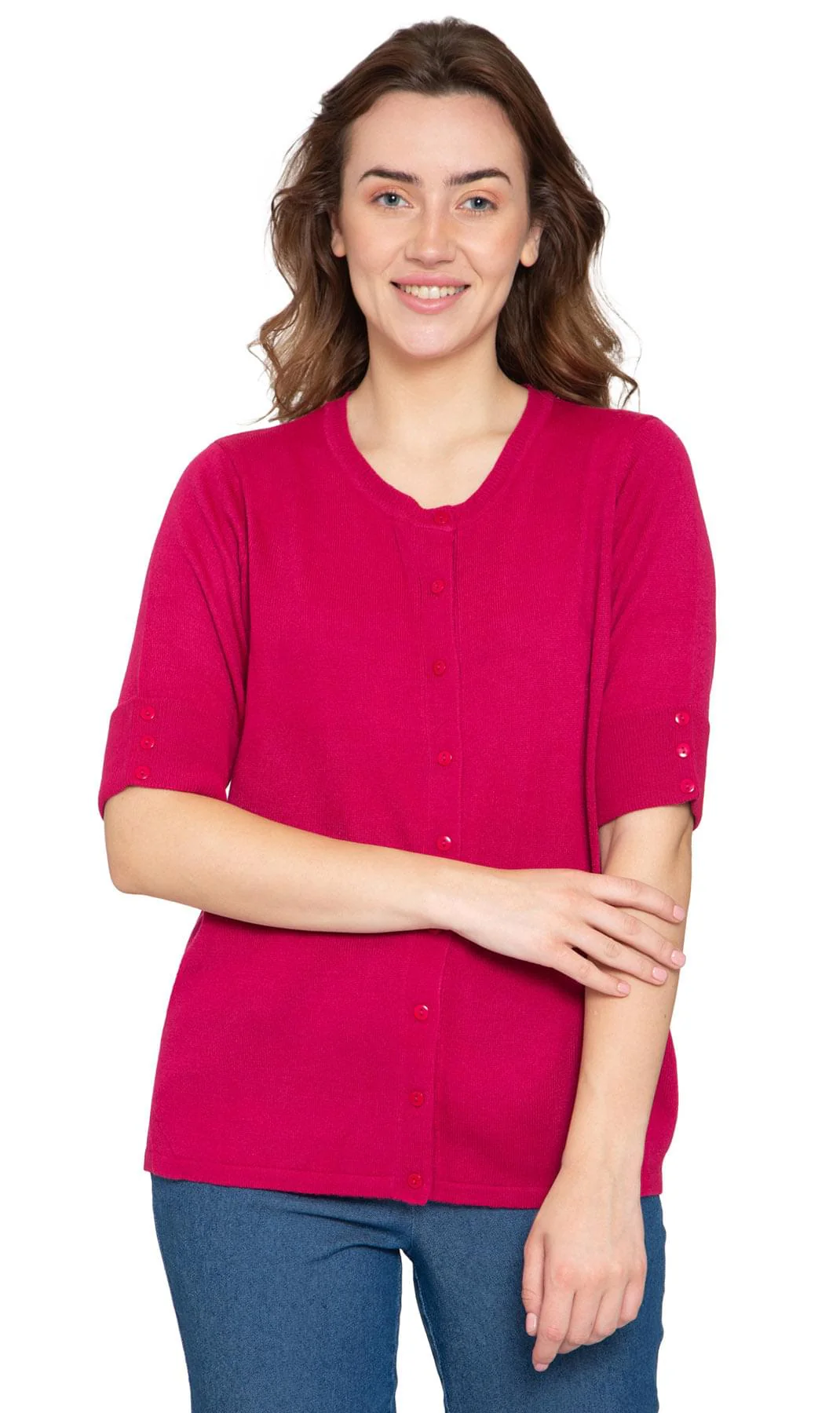 Women's Button Front Cardigan with a Unique Elbow Cuff Style - Image 8