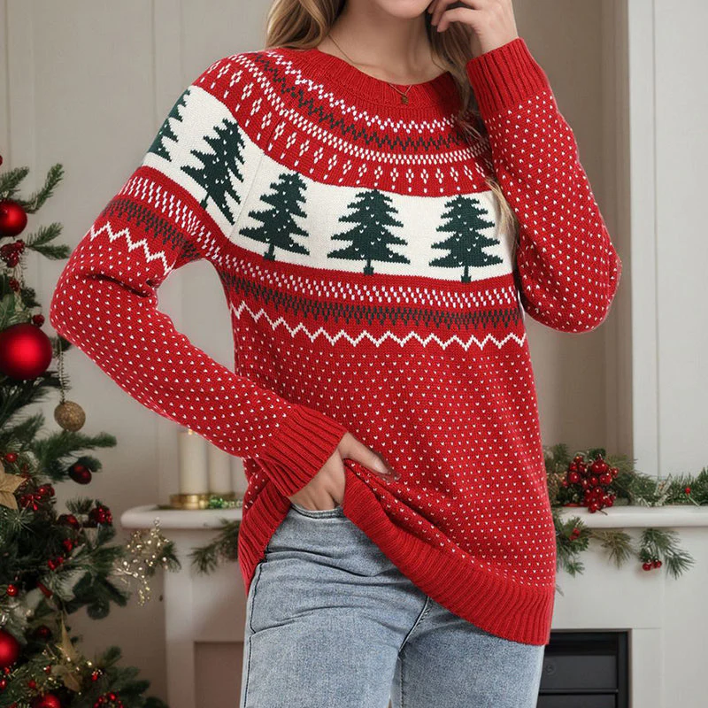 Women's Casual Pine Pattern Sweater - Image 8