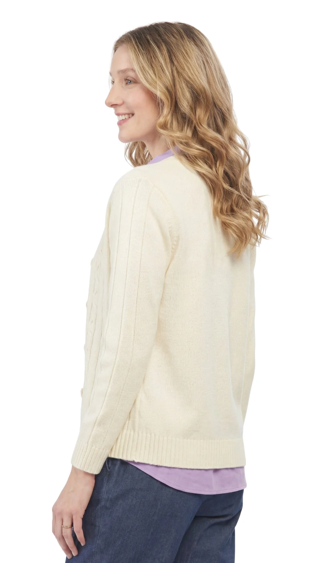 Women's Classic Button Front Cable Knit Cardigan in Soft Acryllic - Image 14
